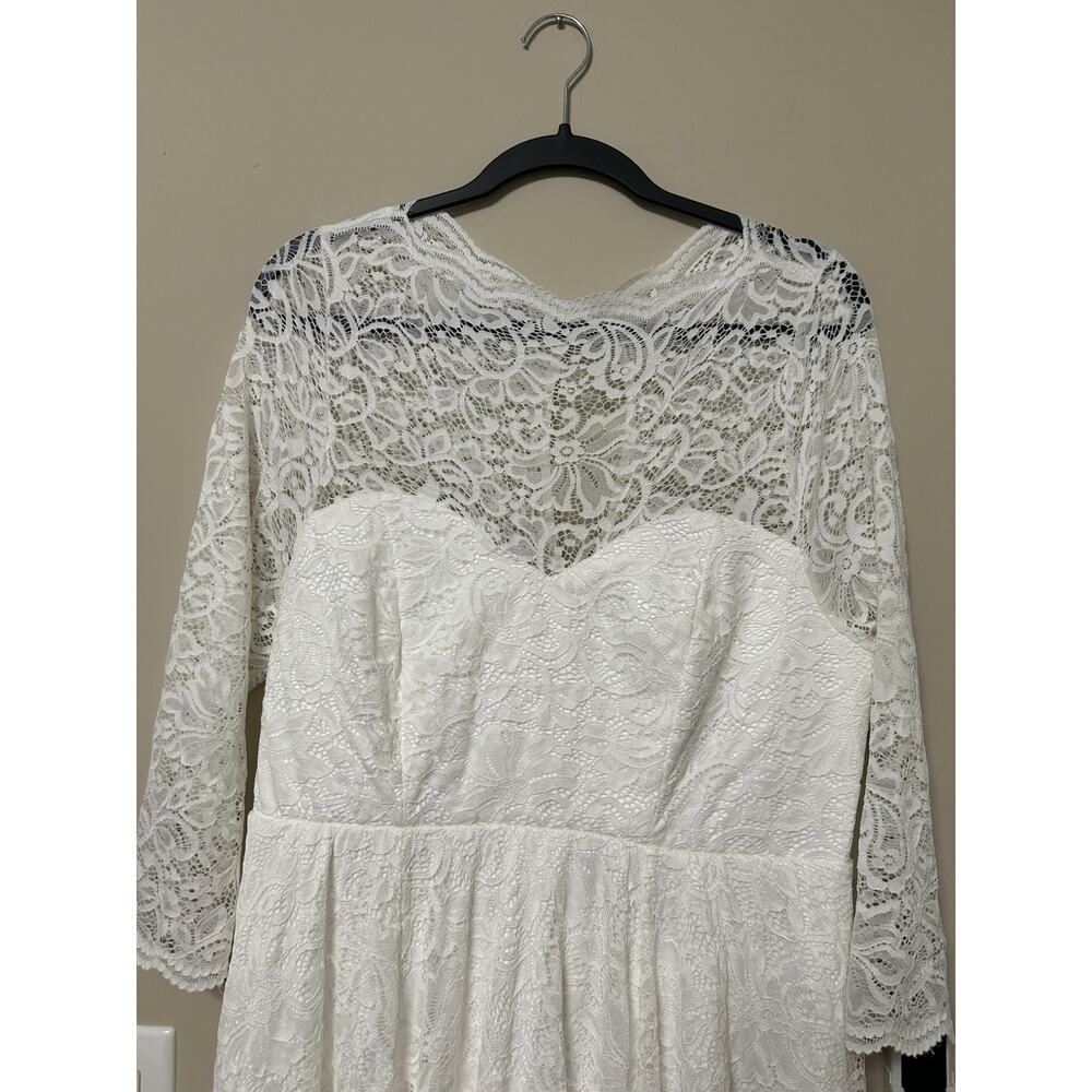 Torrid Ever After Something Blue Tag Ivory Lace Tea-Length Wedding Dress Size 12 - Picture 2 of 13